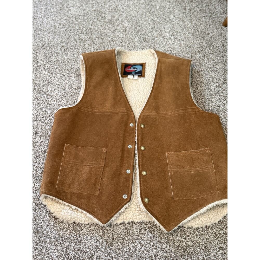 VTG Trailmaster sherpa lined genuine leather vest size Large